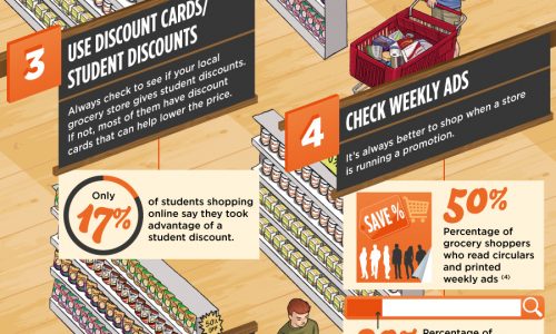 Budget Grocery Shopping for College Students Infographic