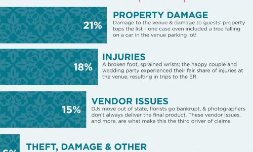 infographic describes some of the top causes of wedding mishaps