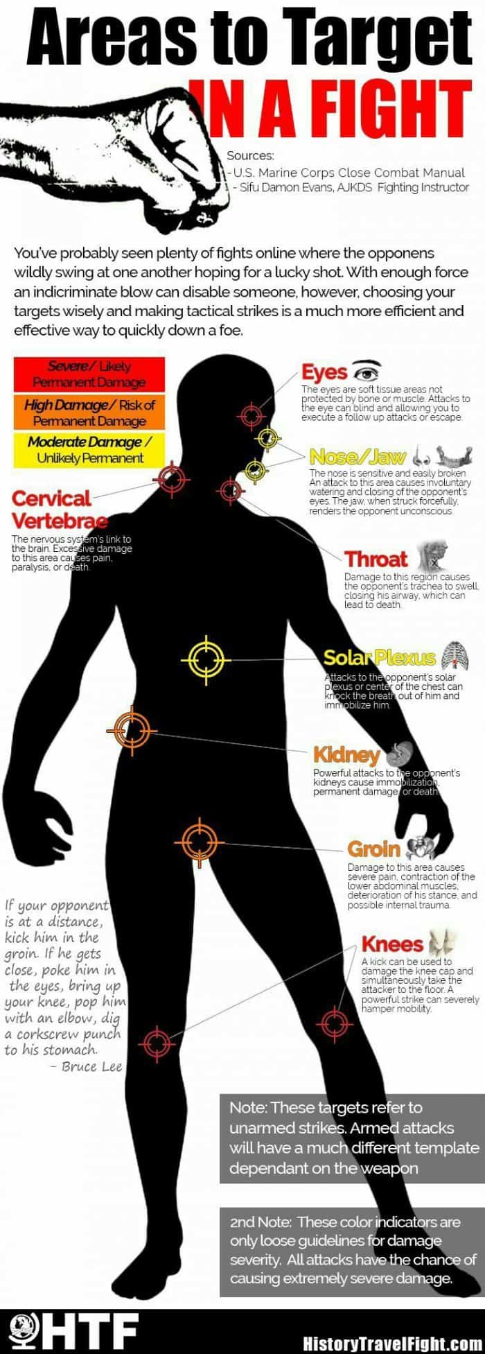 areas to target in a fight infographic